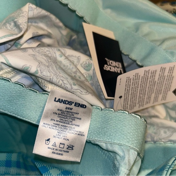 Nwt Lands end Tankini Top Lotus Floral Gingham swim top plus size 24W 3X - Picture 4 of 4